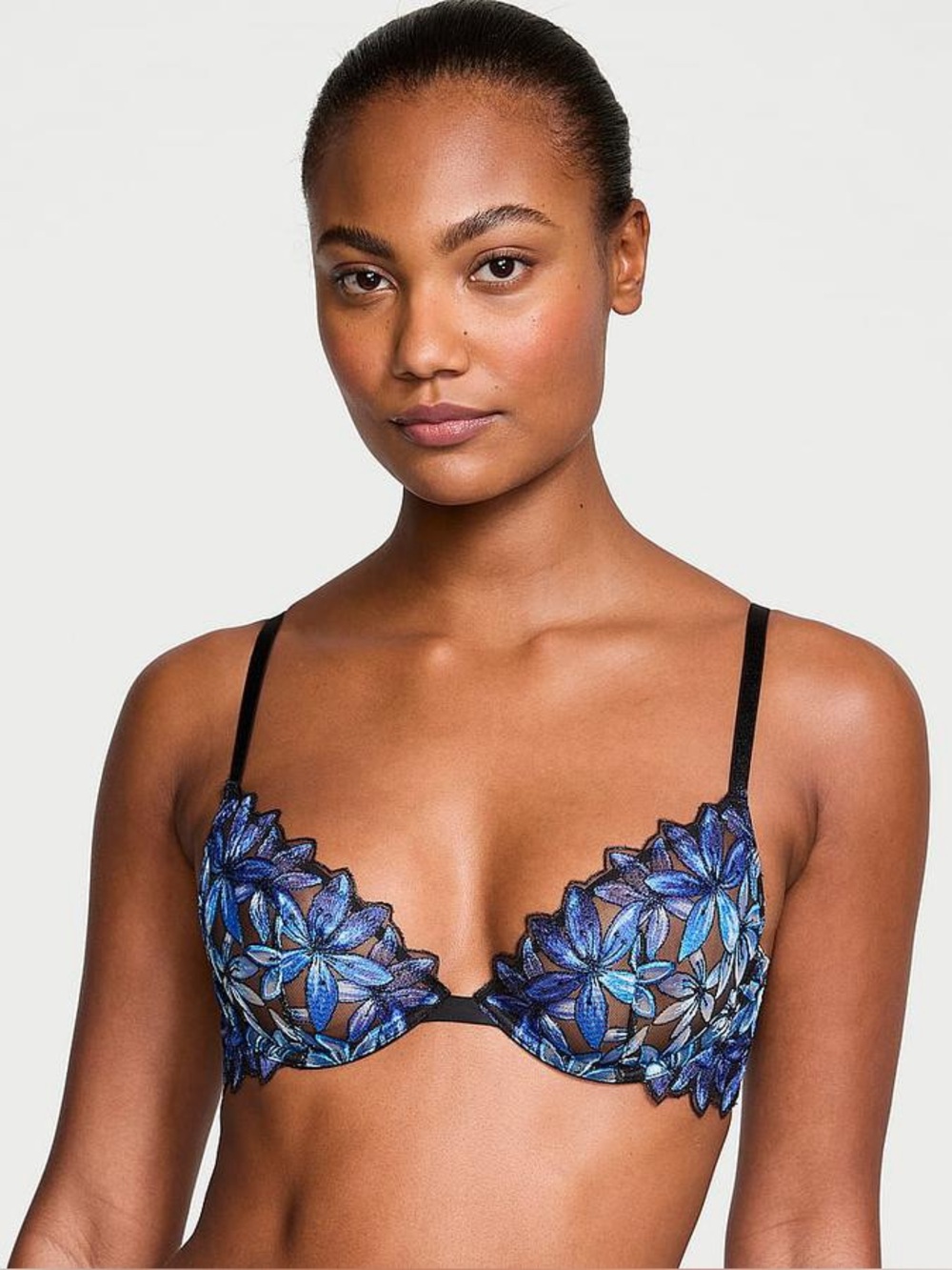Victoria’s Secret VERY SEXY Ziggy Glam Floral Embroidery Low-Cut Demi Bra 36DD
